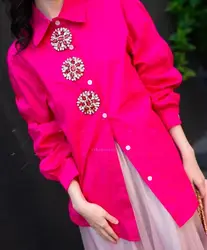 New In Spring 2025 Cotton Shirts and Blouses For Women's Buttons Up Long Sleeve Tops Blusas Korean Popular Clothes