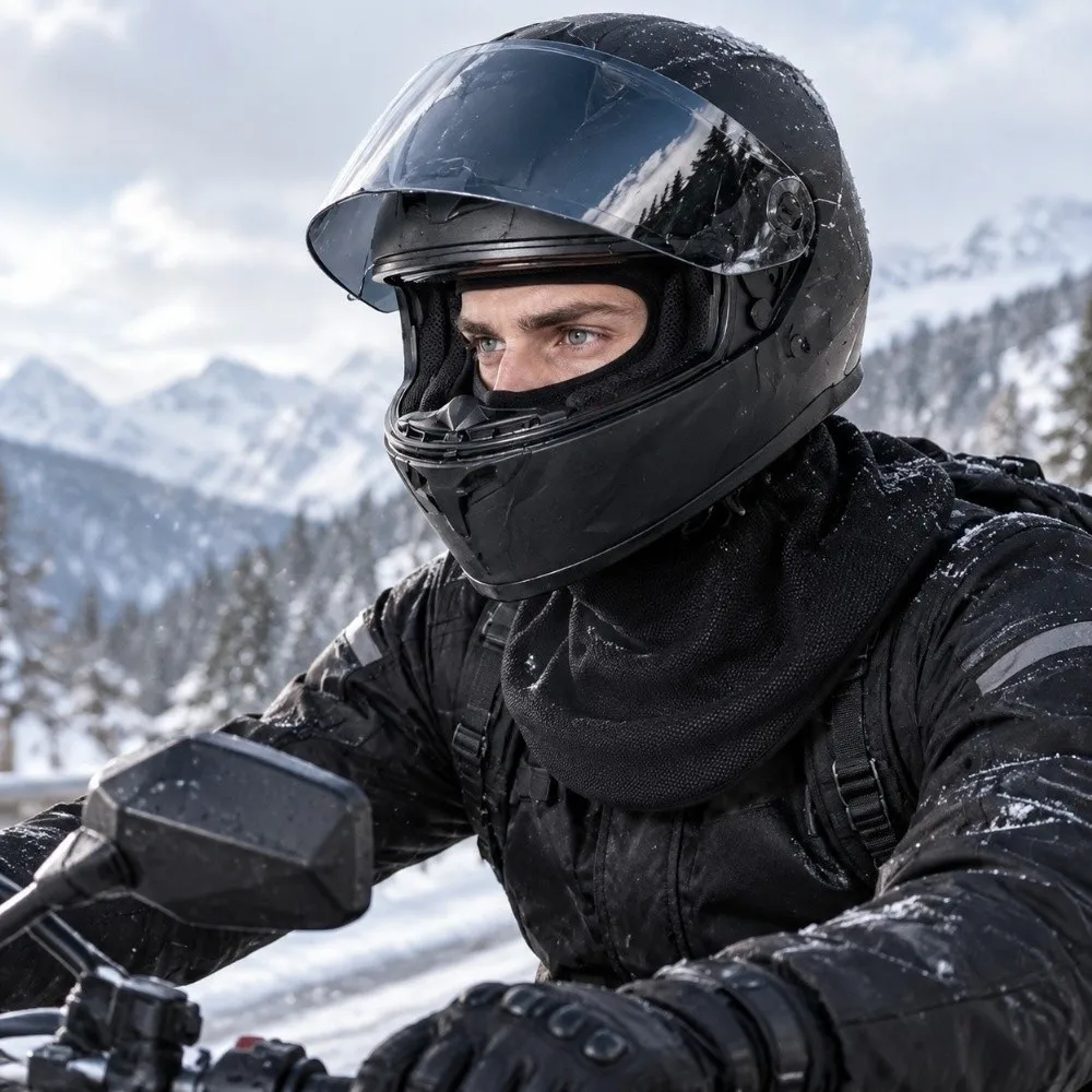 Warm Lining Winter Balaclava Mask Extended Collar Thick Fabric Hat with Shawl Dustproof Guard Breathable Panel