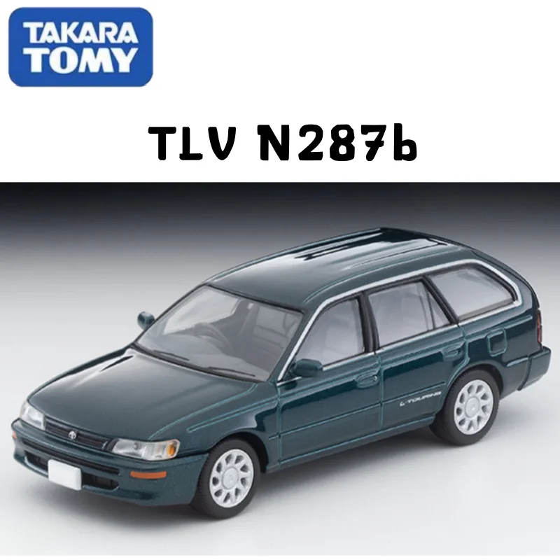 En stock: TAKARA TOMY TLV 1:64 N287b Station Wagon, modèle de voiture en alliage moulé sous pression vert foncé, ornements pour adultes, jouets pour garçons