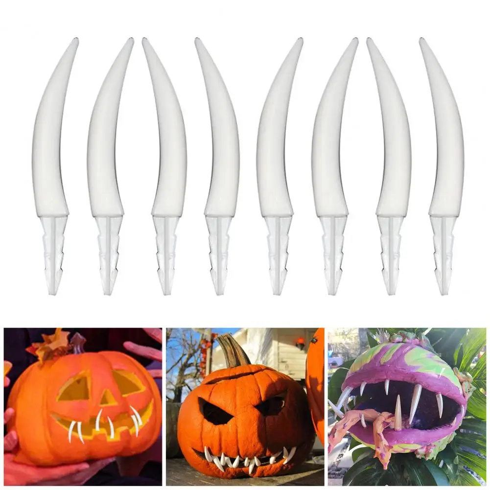 16 Pcs Halloween Pumpkin Teeth Spooky Pumpkin Teeth Insert Jack O Lantern Decoration for Halloween Home Party Decoration