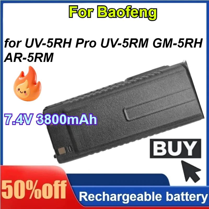 

For Baofeng 7.4V 3800mAh for UV-5RH Pro UV-5RM GM-5RH AR-5RM Ham Radio Walklie Talkie Battery High Capacity Type-C USB Charger
