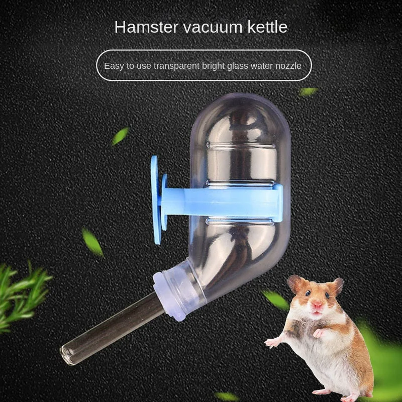 

Hamster Water Bottle 60ml-Leakproof Vacuum Design Silent Steel Ball, Auto-Dispensing Cage Mounted Drinker for Syrian Hamster