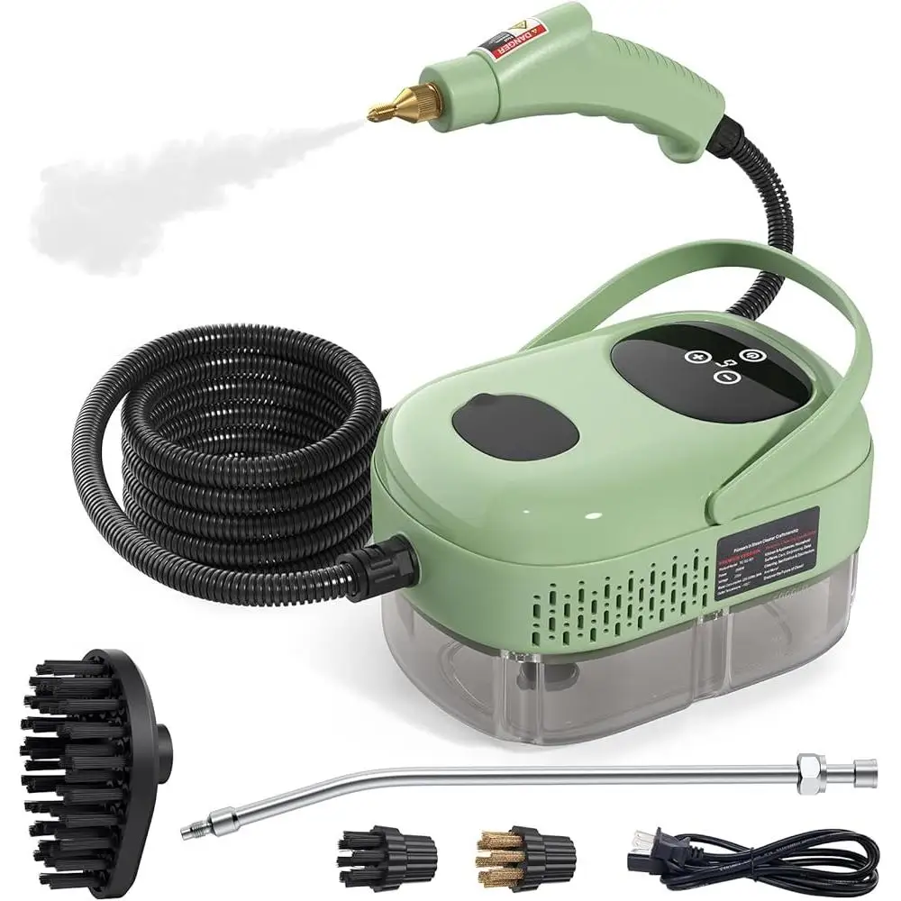 Пароочиститель высокого давления 2500 Вт, резервуар для воды 1000 мл, регулируемые уровня пара, ручная портативная чистящая машина с насадками-щеткой