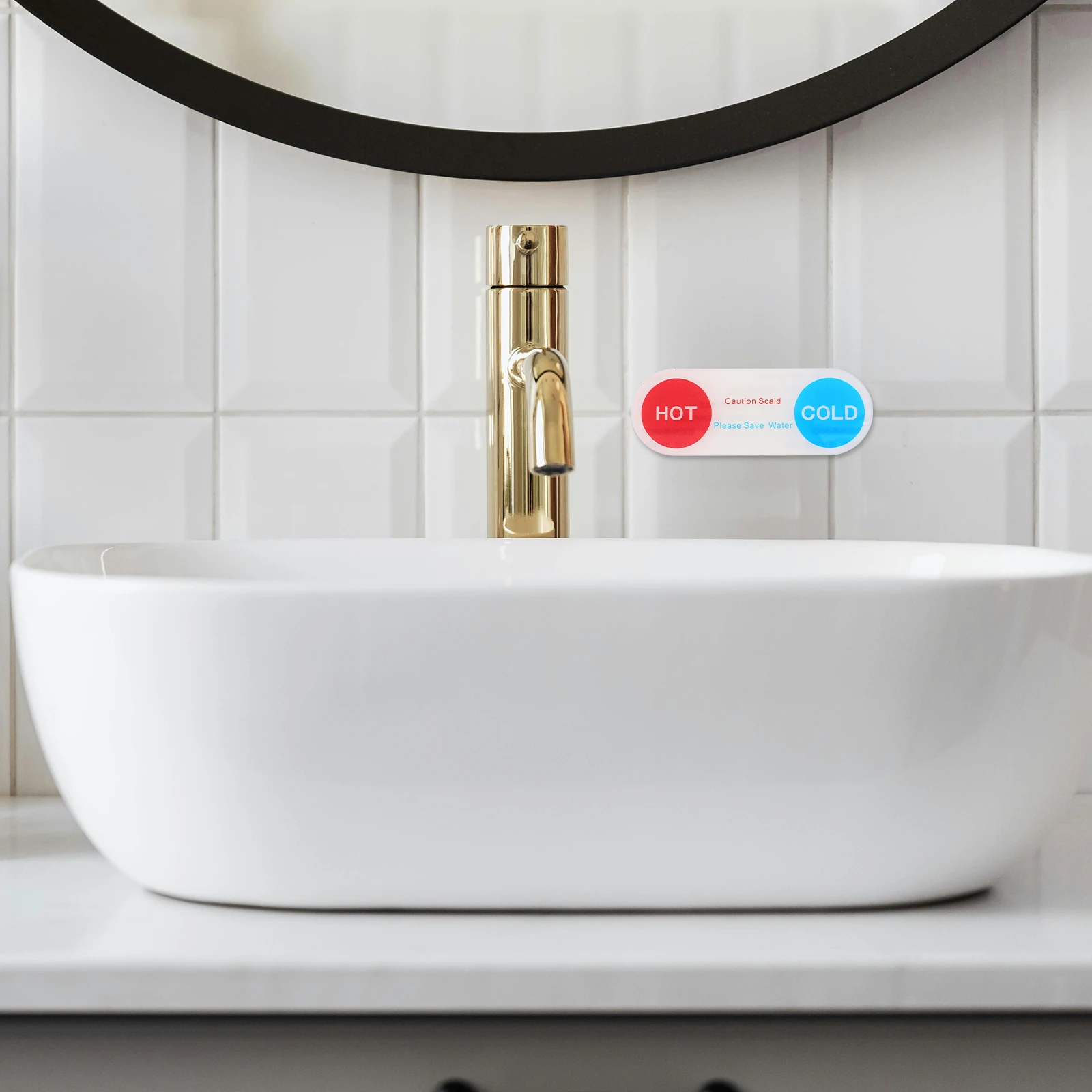 10Pcs Acrylic Water Faucet Indicator Signs Self Stick Hot and Cold Labels for Shower Sink Faucets Clear Hotel Bathroom Decals