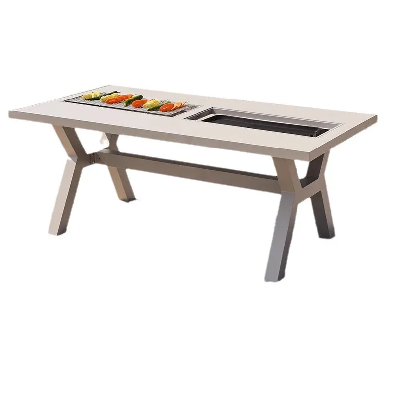 

Garden Barbecue Table and Chair Combination Villa Garden Outdoor Dining Table and Chair