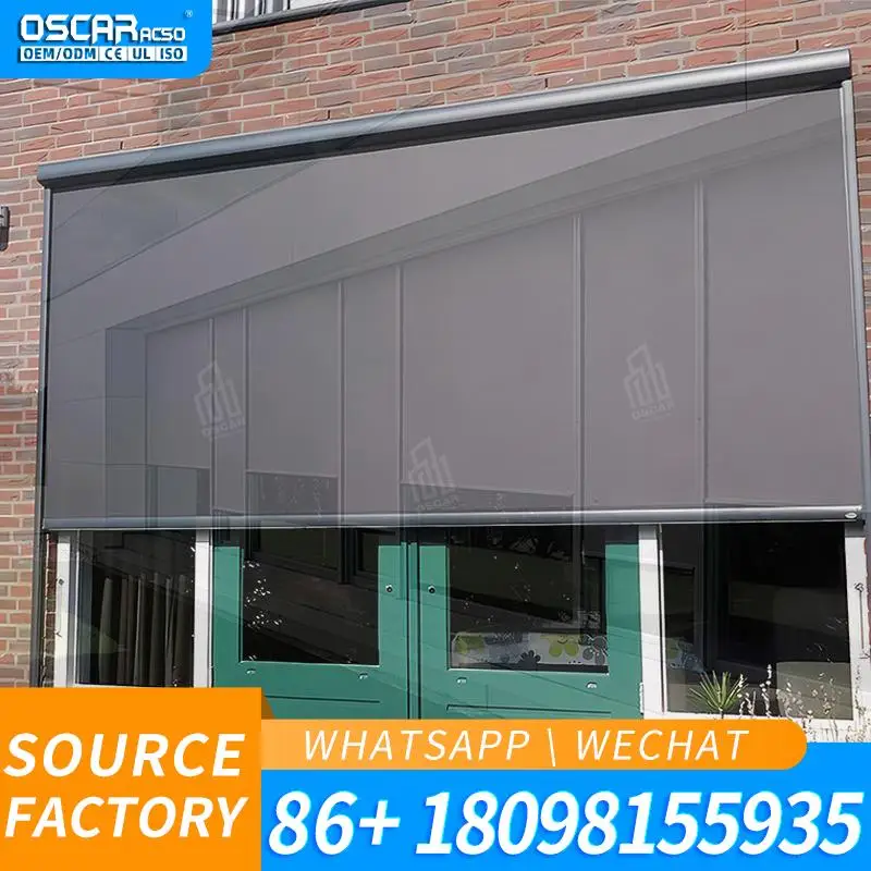 Customized Zip Track Roller Screens Outdoor Motorized Mesh Patio Screens for Outdoor Spaces Balconies and Gardens Rolling Blind