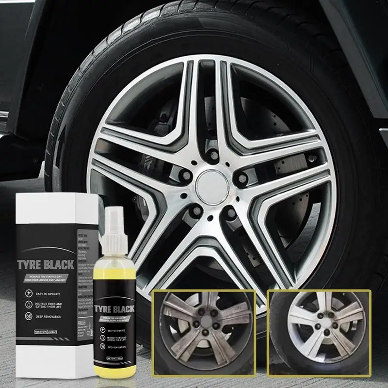 Car Wheel Cleaner Spray Effective Tire Shine Cleaner 100ml Mild Tire Cleaner Wheel Cleaner Spray Long-Lasting Shine For Car