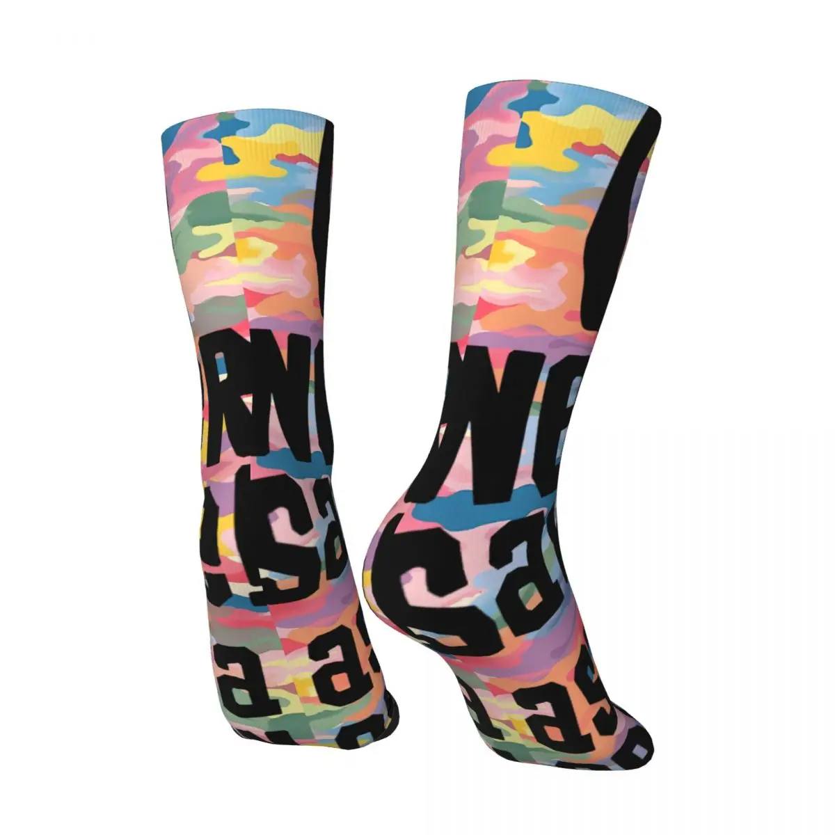 Crazy compression Handsome Sock for Men Harajuku N-Never Say Die Quality Pattern Crew Sock Casual