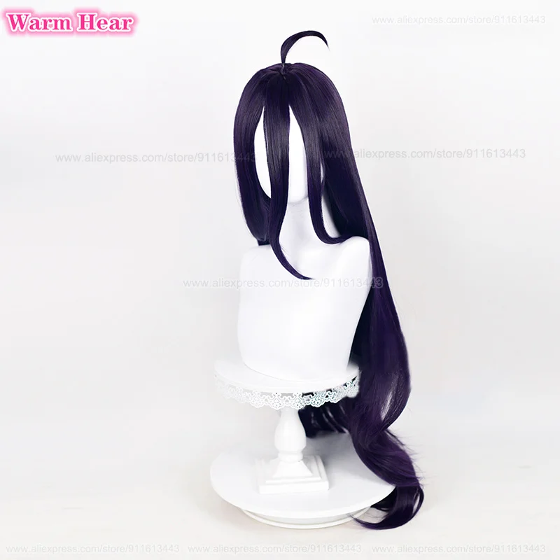 High Quality Albedo Cosplay Wig Anime Long 100cm Dark Purple Black Wig Heat Resistant Hair Halloween Party Woman Wigs + Wig Cap