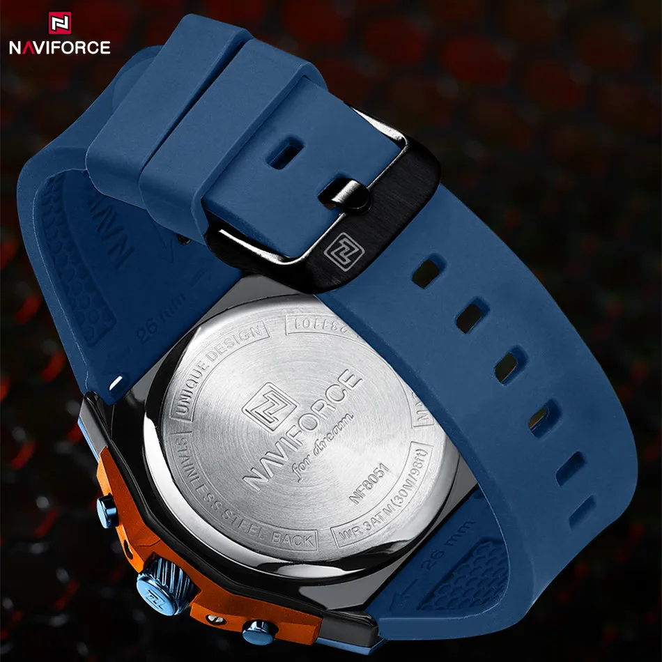 NAVIFORCE, reloj Original de lujo de alta calidad para hombre, correa de silicona, reloj de pulsera de cuarzo resistente al agua para hombre, reloj deportivo, reloj Masculino