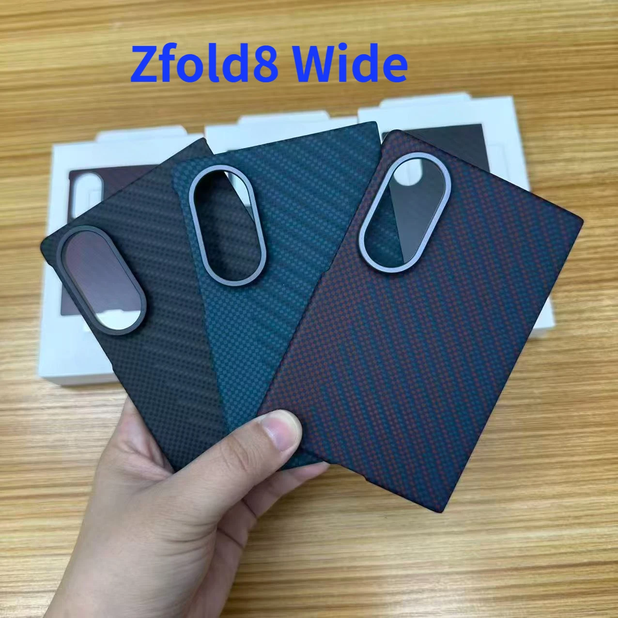 Original magnetic back cover carbon fiber phone case for Samsung Zfold8 Wide, shockproof shell with screen protector