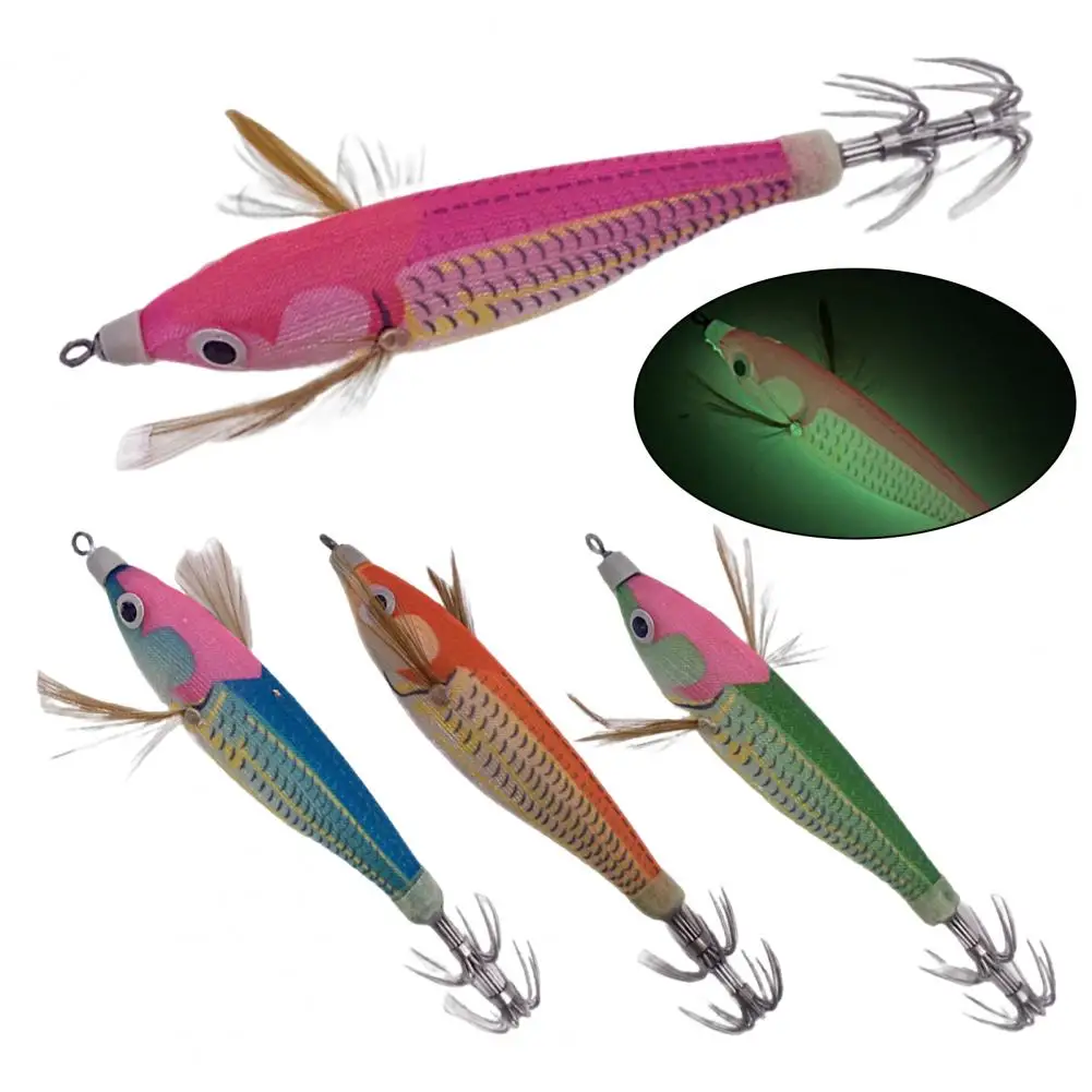 

10cm/10g Luminous Shrimp Squid Jig Fishing Bait Fishing Lure Strong Penetration Fish Lure Sharp Claws Squid Jig Hook