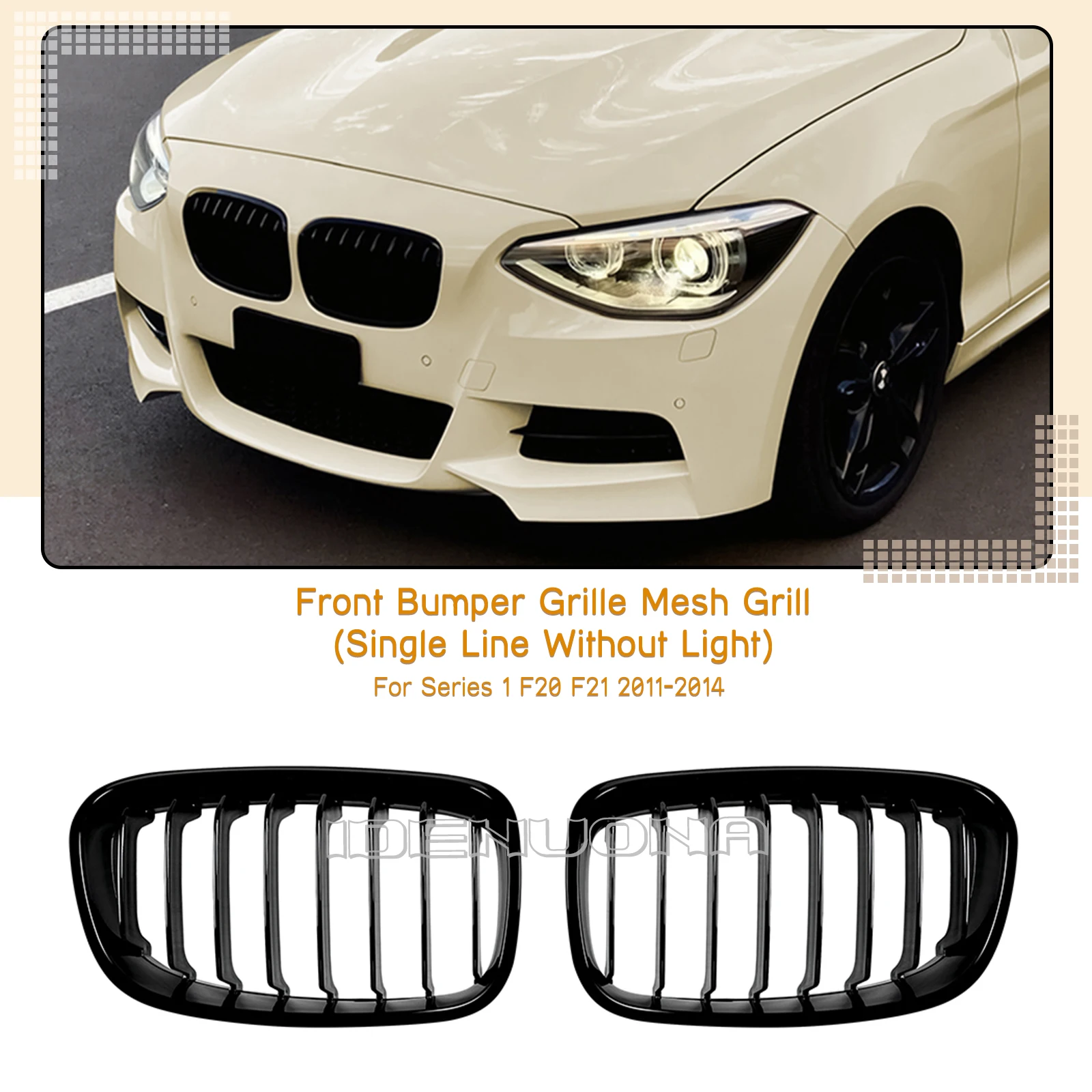 

Car Front Bumper Kidney Grille Replacement Grill Hood Mesh Grid For BMW 1 Series F20 F21 2011 2012 2013 2014