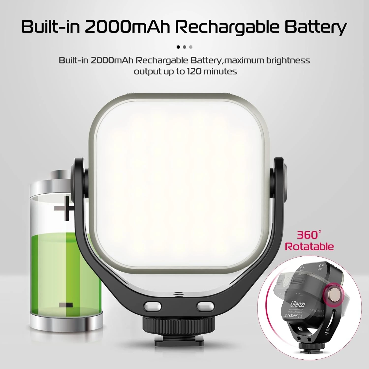 Ulanzi VL66 RGB LED Fill Lamp 2500-6500K Mini Camera Video Portable Light 2000mAh 95+ Dimmable for DSLR Camcorder Action Camera