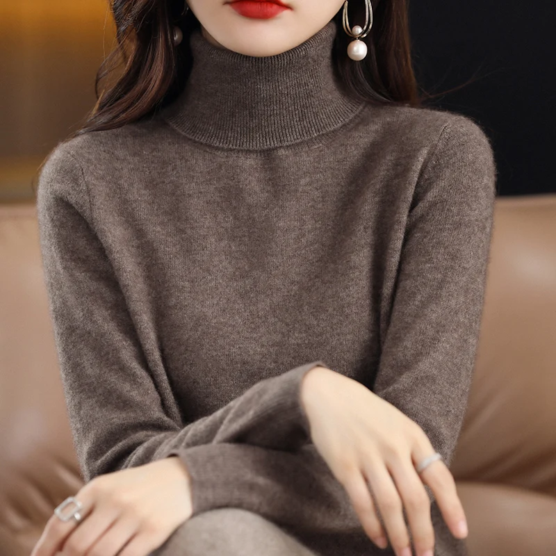 Hot Sale Women Pullover 100% Pure Cashmere Sweater Autumn Winter Long Sleeeve Basic For Female Turtleneck Soft Shirt S-XXL