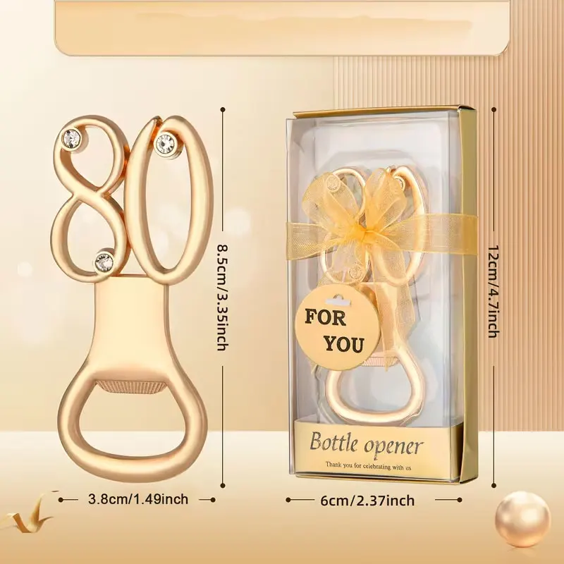 1Pc/3Pcs/5Pcs/10Pcs Gift Box Set Metal 80S Number Simple Bottle Opener, Gold Number Bottle Opener, Suitable for Weddings, Birthday Parties, Anniversary Celebrations, Oktoberfest, Carnival, and Other Celebration Occasions, Multifunctional Gift, Team Appreciation Gift, Promotional Gift, Party Supplies, Kitchen and Bar Utensils, Daily Holiday Decorations