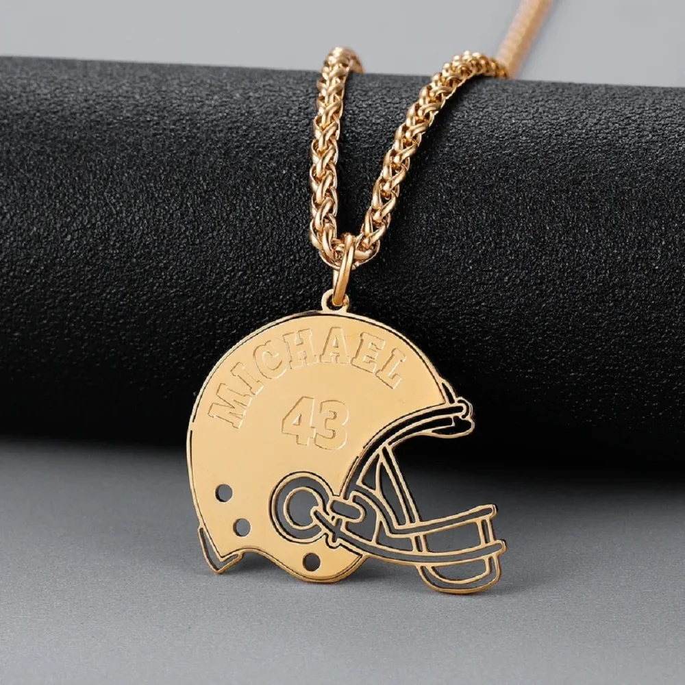 Collar con Nombre y Número Personalizados para Casco de Fútbol Americano Sipuris, Placa de Identificación Personalizada de Acero Inoxidable, Gargantilla Dorada, Regalos de Joyería