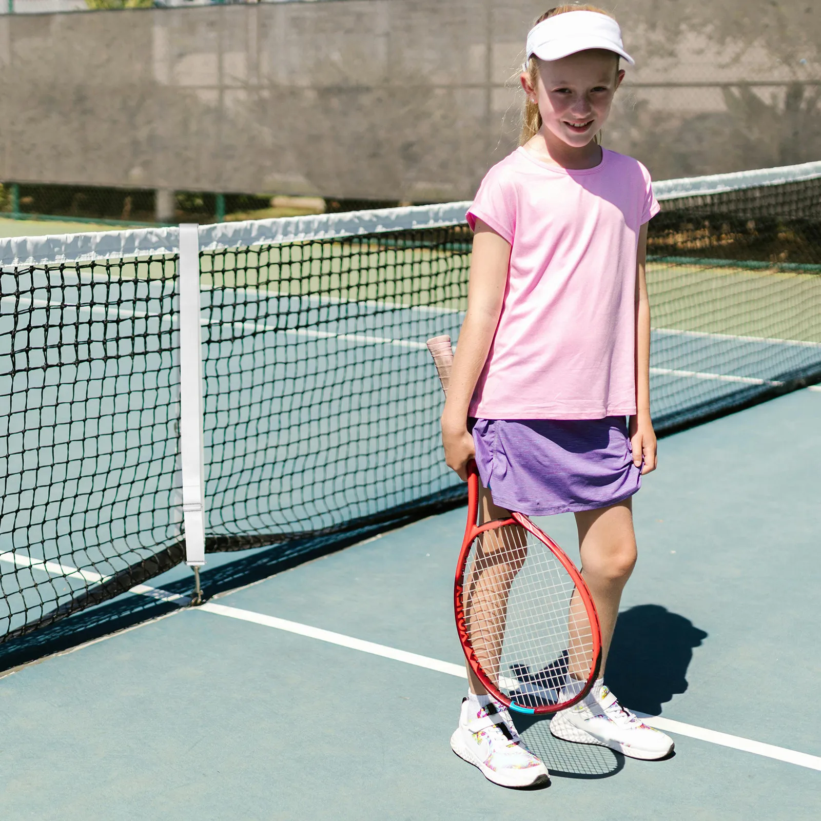 

Premium Adjustable Tennis Net Strap Heavy-Duty Nylon Material Portable Tennis Net Centers Strap for Regulation Courts Quick