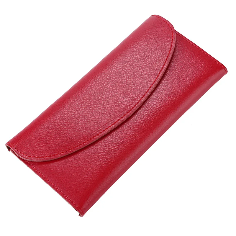 Genuine Leather Women\'s Long Wallet Fashion Envelope Design Clutch Wallets Female Purse Slim Card Holder Ladies Cash Money Bag