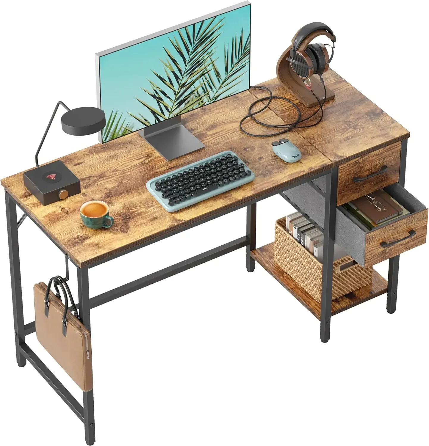 CubiCubi Computer Home Office Desk with 2 Drawers, 40 Inch Small Desk Study Writing Table