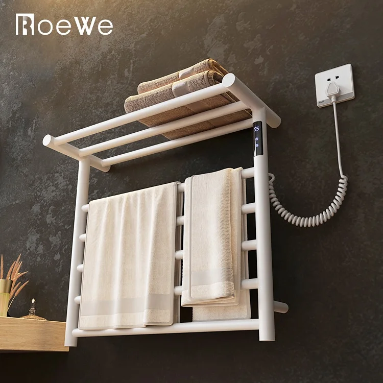 Approved Electric Heated Towel Rail Bathroom Radiators White Black Wall Mounted Towel bar Heater Rack