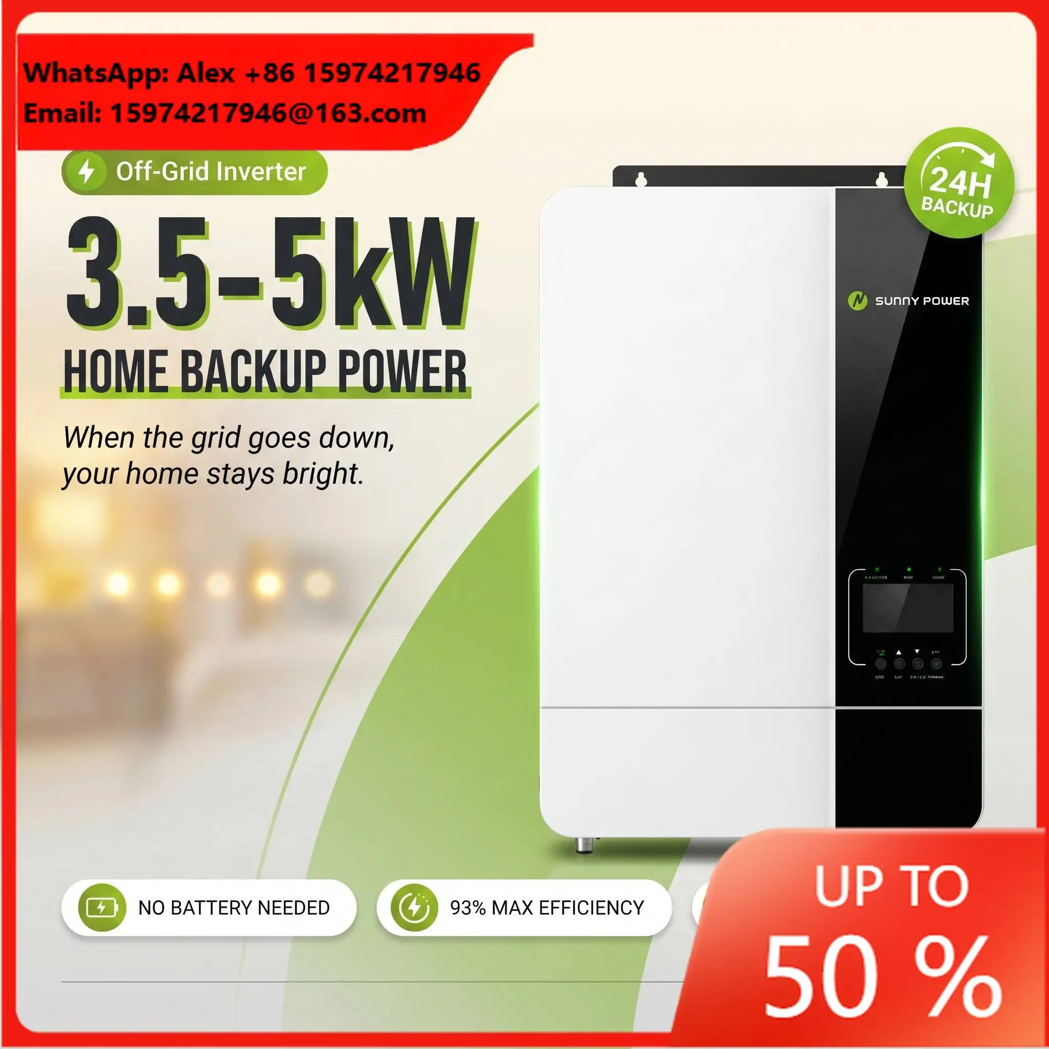 48V Hybrid Pure Sine Wave Inverter 3500W 5000W 3.5Kw 5Kw 48V Batteryless Solar Inverter With Wifi