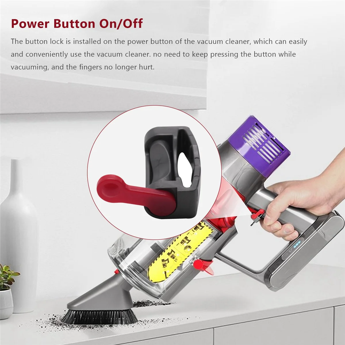 New hot Trigger Lock for Dyson V6 V7 V8 V10 V11 Vacuum Cleaner, Power Button Lock Accessories, Free Your Finger Gray