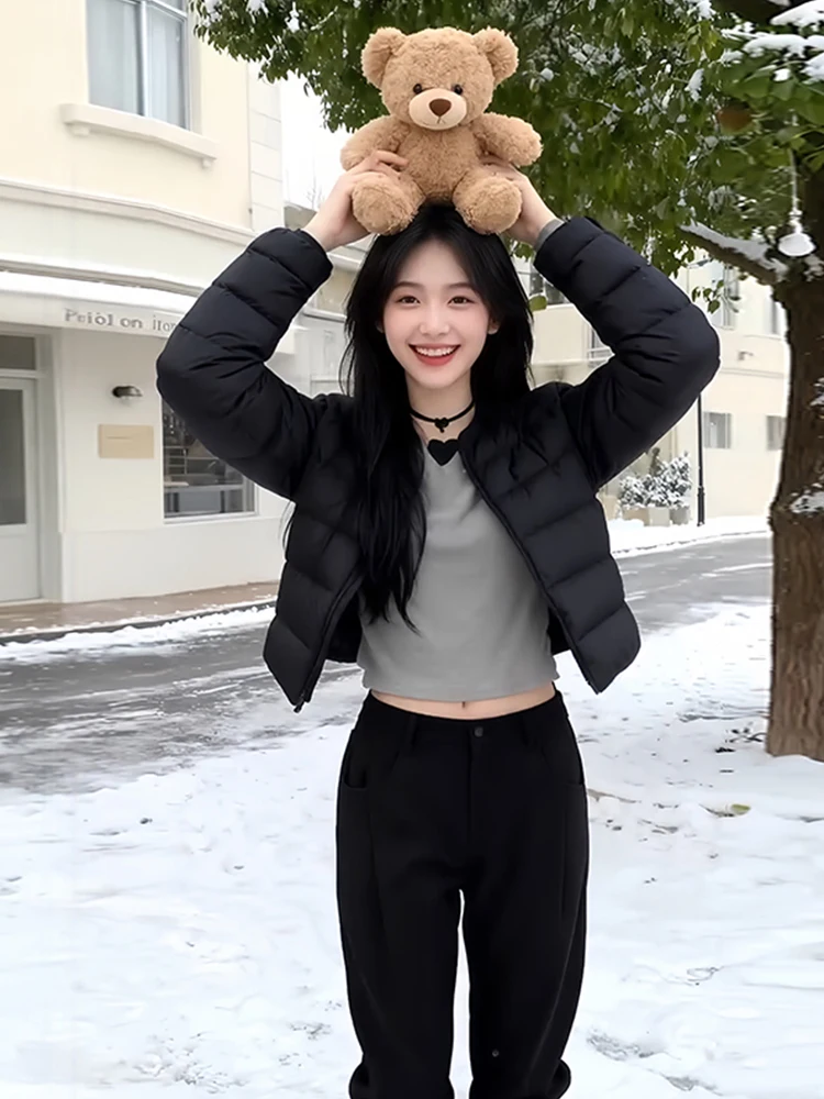 

Уникальная легкая утепленная хлопковая куртка для женщин: удобная для поездок, однотонная, на молнии, свободного кроя