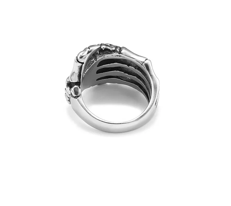 Vintage Skeleton Gothic Rings for Men Silver Colour Hand Bone Punk Couple Ring Women Hip Hop Creativity Party Jewelry