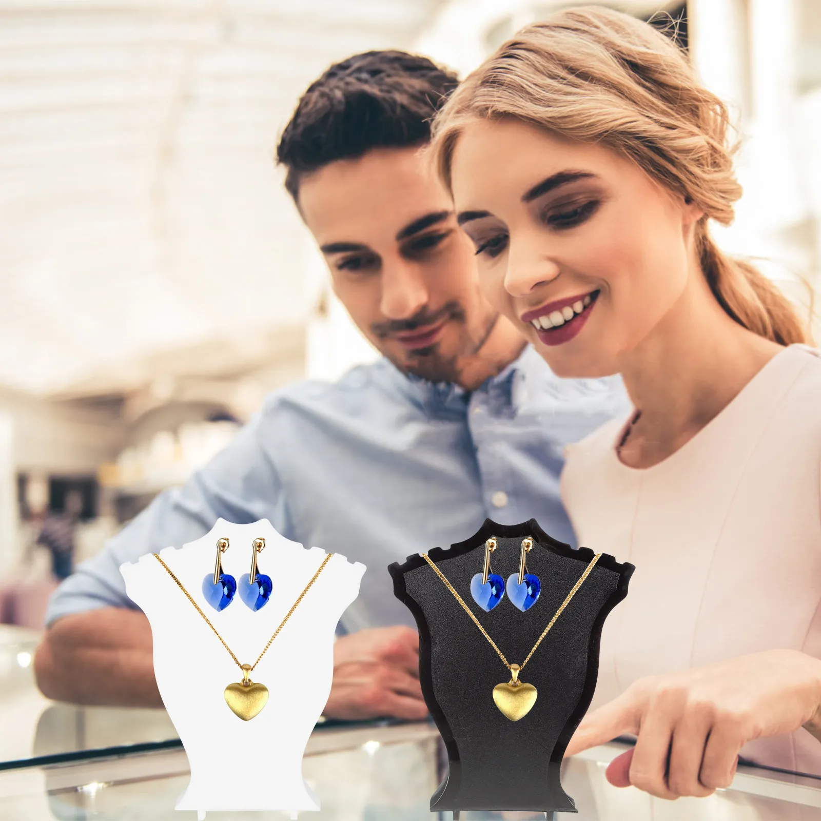 

2Pcs Elegant Necklace Display Stand Holder for Home Boutique Store Retail Shop Jewelry Organization and Showcase Display