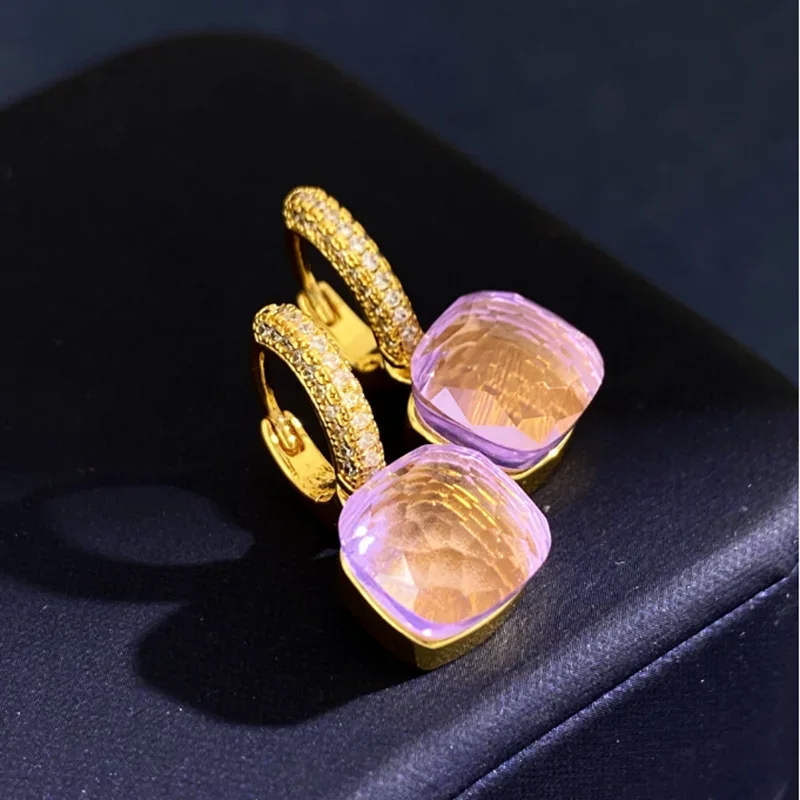 22 Colors Crystal Candy Water Droplets Style Earrings 3 Gold Color Drop Earring For Women Fashion Jewelry