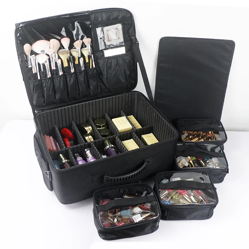 

GLADCASE Makeup Artist Storage Box Multi-layer Trolley Case Large Capacity Train Case with Wheel Professional Makeup Train Case