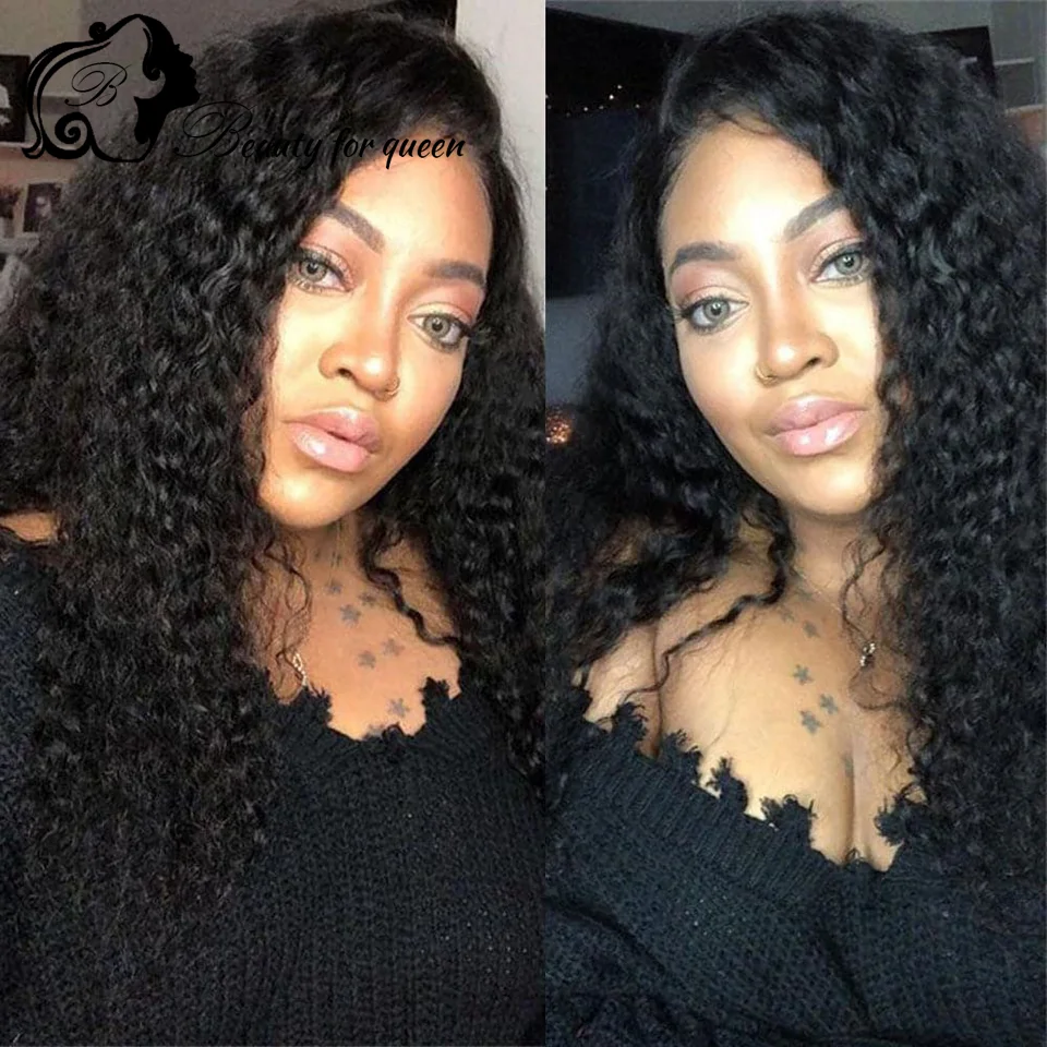Dark Black 13x4 Curly Wavy Transparent Lace Front Wig Ready Wear 180% Density Hot Sale Fashion Style Women Beauty High Quality