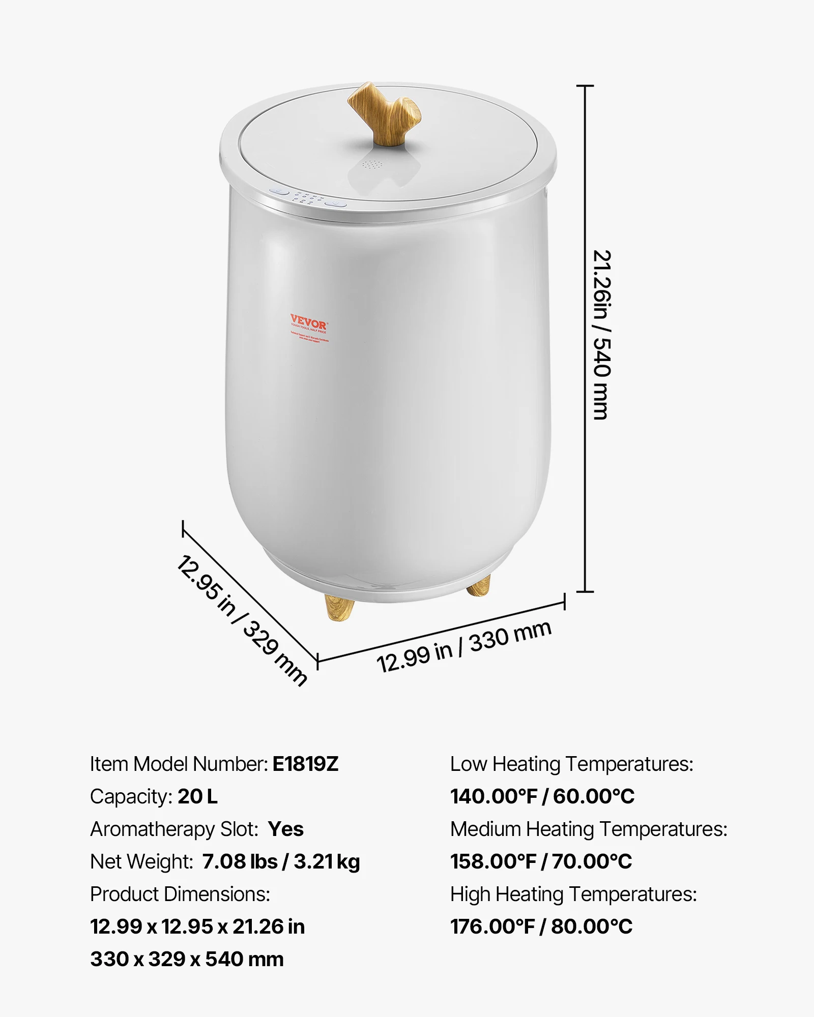 SucceBuy منشفة دفئا دلو 20L منشفة ساخنة دفئا ث/مصباح ليد إيقاف تلقائي وإعداد درجة الحرارة بطانية كبيرة تدفئة سبا #6