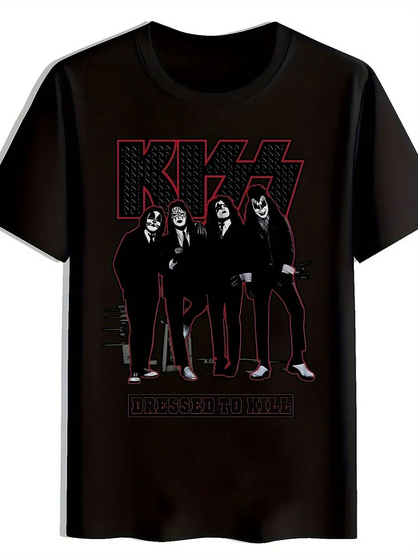 

KISS Rock Band Graphic Print Short Sleeve T-Shirt for Men & Women - Summer Round Neck Polyester Casual Tee with Heavy
