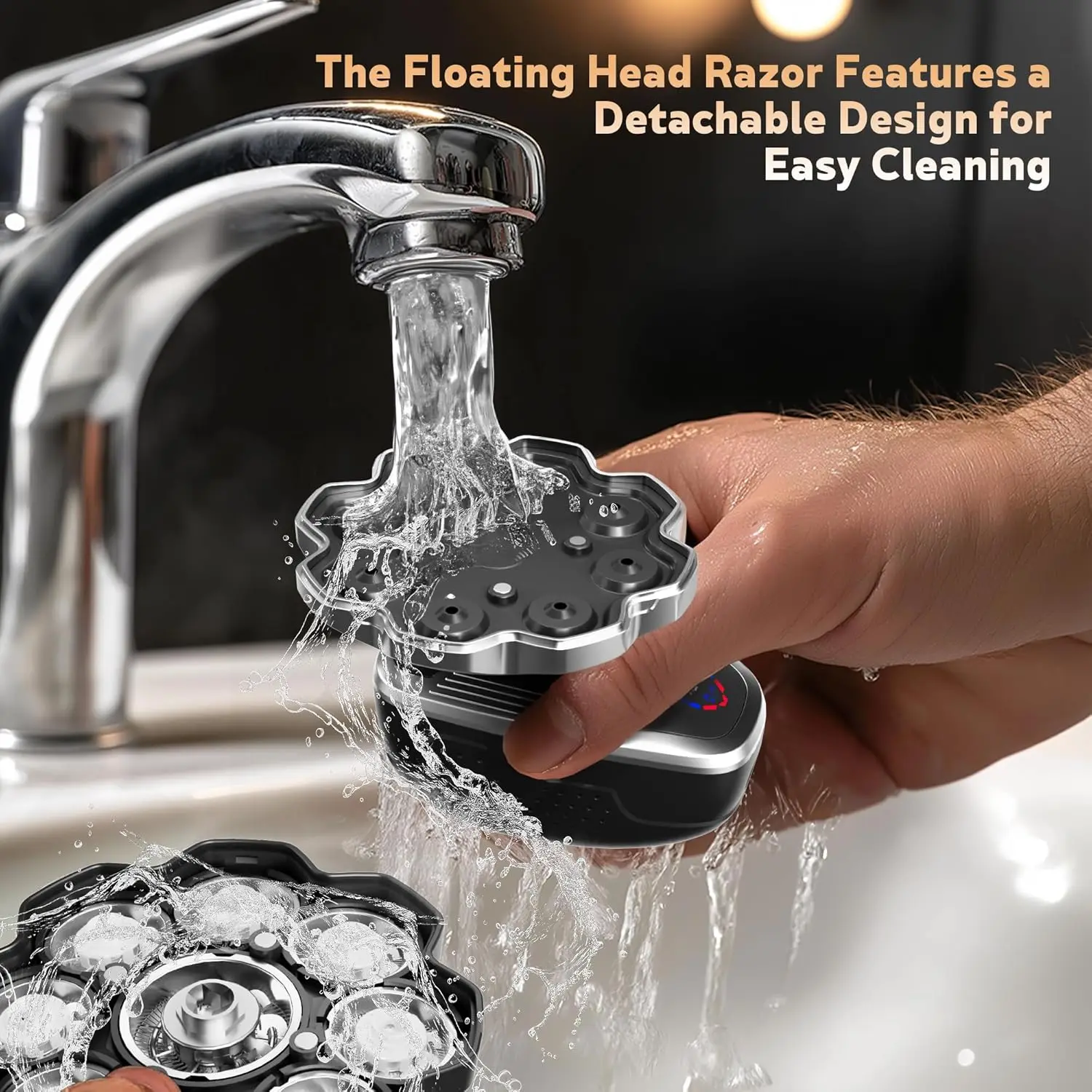 ماكينة حلاقة الرأس للرجال الأصلع ماكينة حلاقة كهربائية للرجال 5 في 1 ماكينة حلاقة كهربائية 9D ماكينة حلاقة برأس عائمة مع شفرات مغناطيسية قابلة للفصل