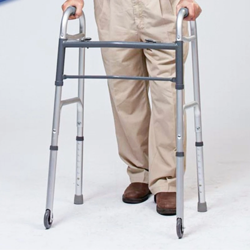  مشاية كبار، أداة مساعدة على التنقل من الألومنيوم قابلة للطي، حامل دعم مضاد للانزلاق مع عجلات، مشاية لإعادة تأهيل ما بعد السكتة الدماغية #3