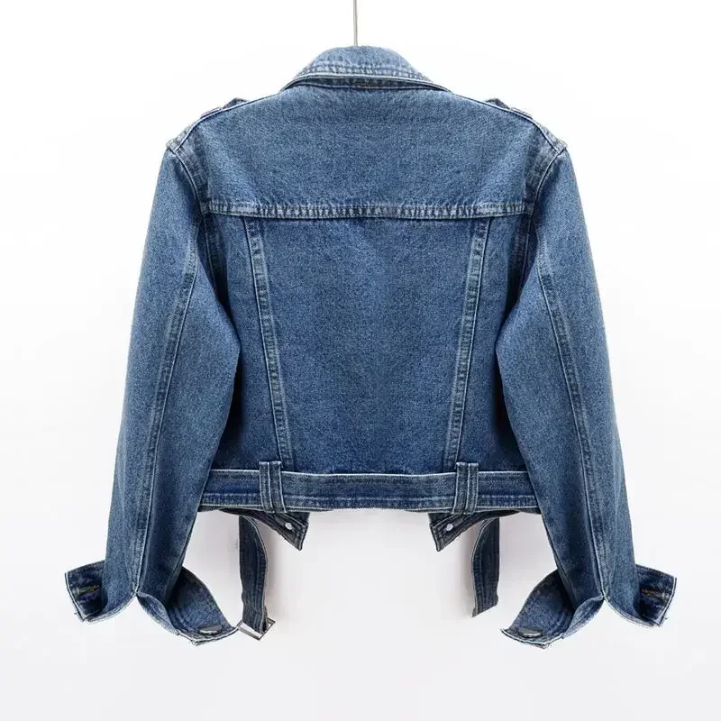 2024 Spring And Autumn New Short Denim Jacket Women's Korean Loose Casual Jacket Blue