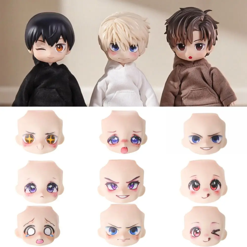 

Cute Change Faces OB11 Doll Face Replaceable Head Shell Doll Replacement Face 3D Anime Decal Eyes With Makeup
