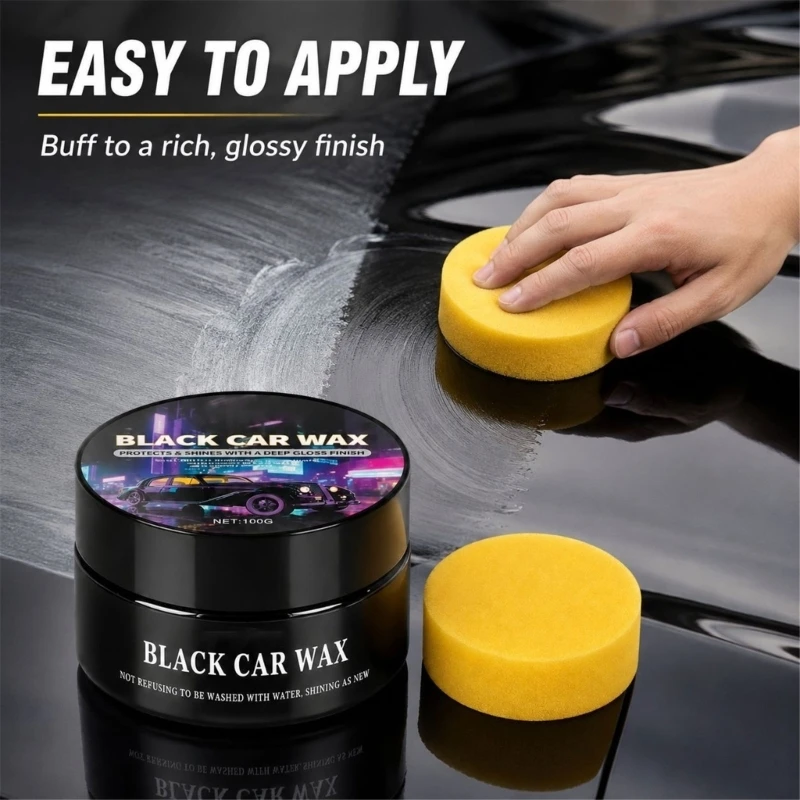 Dark Vehicle Paint Care Paste with Sponge Applicator, Black Finish Upkeep for Hand Application and Gloss Maintenance