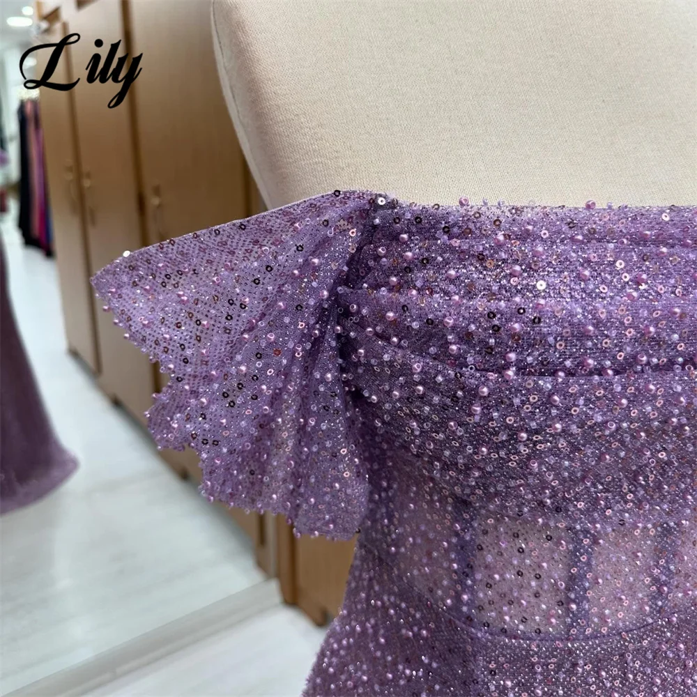 Lily Seuqin Beading Prom Dress Off the Shoulder Party Dresses Plear Mermaid Celebrity Gowns Wedding Party Dress вечерние платья