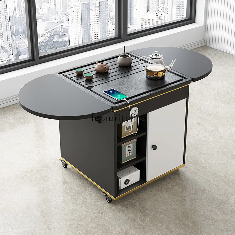 

08Mobile folding coffee table dining table dual-purpose simple balcony tea cart