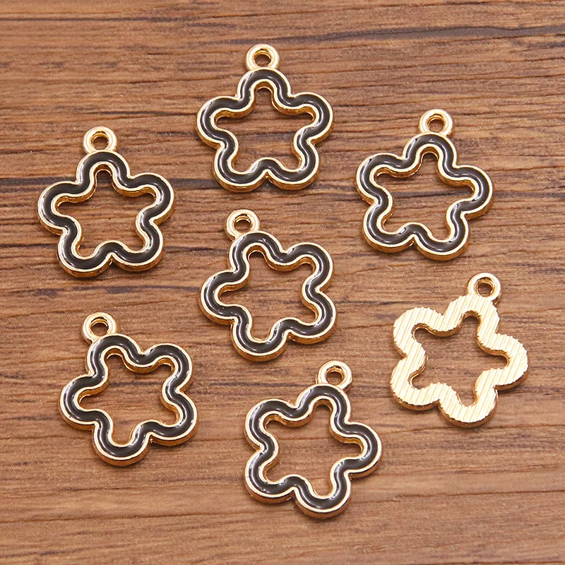 100pcs/lot Mixed Antique Alloy Oil-drop Hollow Out Flower Hole Loose Beads For Charm Making DIY Bracelets Necklace Accessories