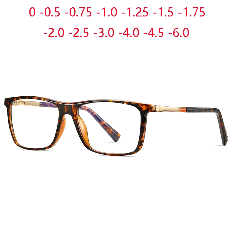 

Leopard Frame Square Myopia Eyeglasses Women Men Spring Leg Shortsighted Optical Spectacles With Prescritpion -0.5 -0.75 To -6.0