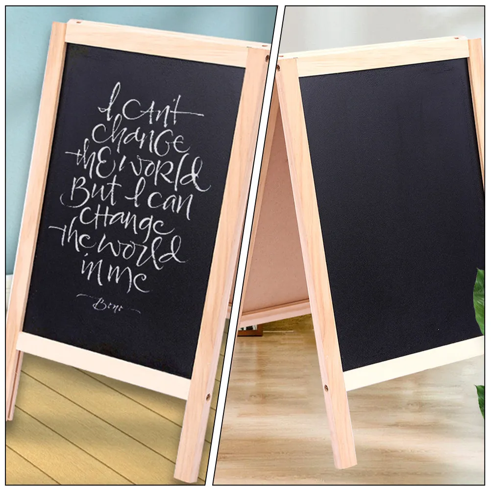 2Pcs Wooden Chalkboard Vertical Freestanding Double-Sided Erasable Blackboard Whiteboard for Students Home School Party