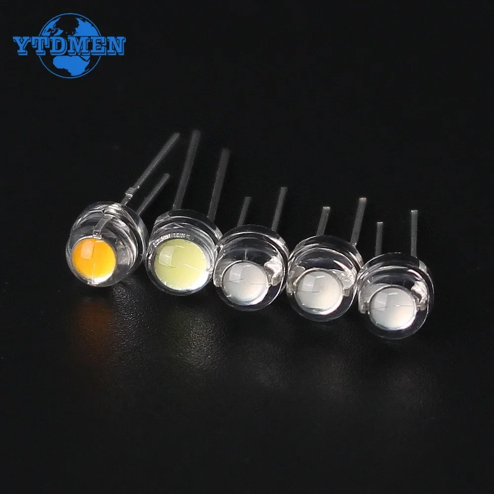 100pcs LED Diode F5 Super Bright Straw Hat LED 5mm Light Emitting Diodes Blue Green Red Yellow White, for DIY Electronic