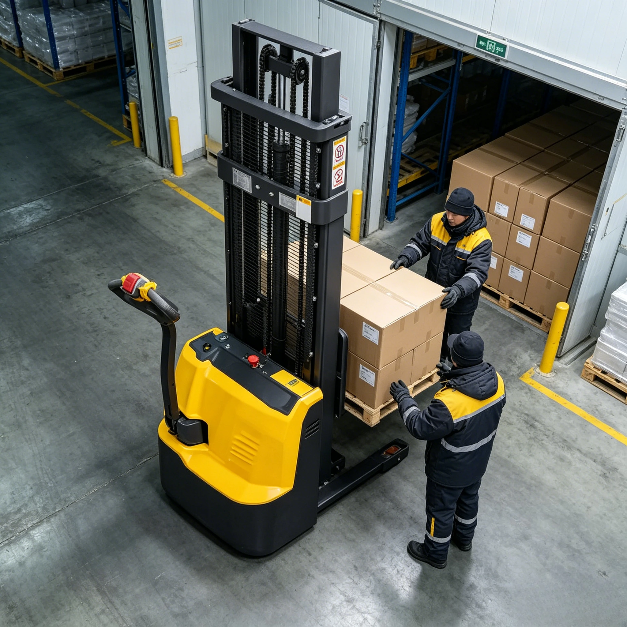 1.5Ton Full Electric Walkie Pallet Stacker Forklift, Heavy Duty Warehouse Material Handling Indoor Outdoor Use Customized