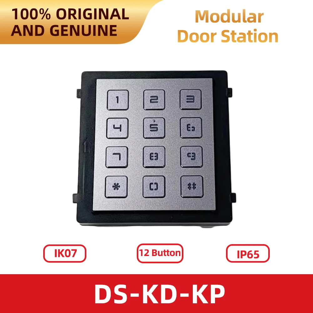 Image of Hikvision DS-KD-KP KD8 Serie Modulares Gegensprechanlagen-Tastaturmodul, 12 Tasten, Hintergrundbeleuchtung, PoE, Aufputzmontage für Außenbereiche, für Wohnungen und Büros