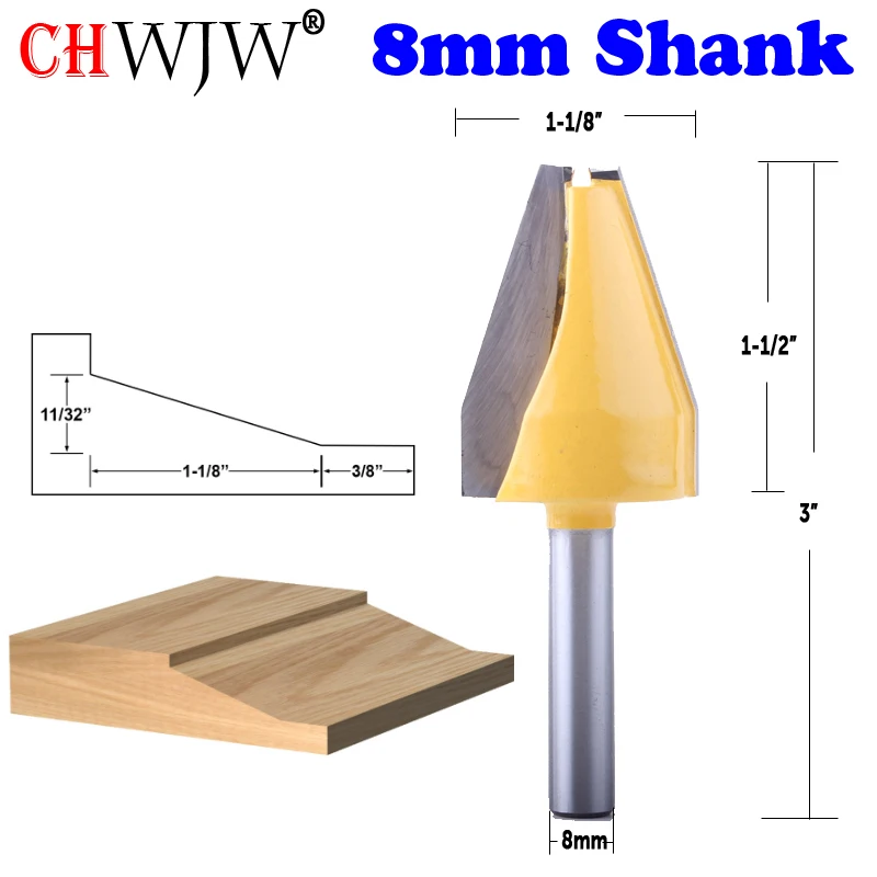 

CHWJW 1 шт. 8 мм фреза с хвостовиком для панели - вертикальная - деревообрабатывающая фреза со скосом, шиповая фреза для деревообрабатывающих инструментов