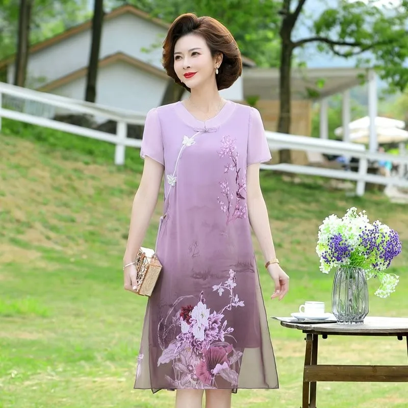 

Chinese style dress for women summer new Short-sleeved dress ladies improved cheongsam Elegance dress